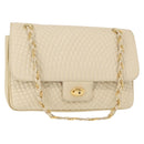 BALLY Quilted Chain Shoulder Bag Leather Ivory Gold Auth 153827-1