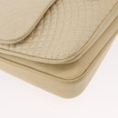 BALLY Quilted Chain Shoulder Bag Leather Ivory Gold Auth 153827-10