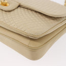 BALLY Quilted Chain Shoulder Bag Leather Ivory Gold Auth 153827-14