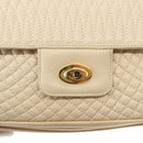 BALLY Quilted Chain Shoulder Bag Leather Ivory Gold Auth 153827-17