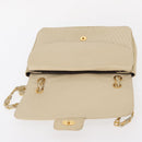 BALLY Quilted Chain Shoulder Bag Leather Ivory Gold Auth 153827-11