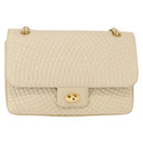 BALLY Quilted Chain Shoulder Bag Leather Ivory Gold Auth 153827-13