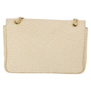 BALLY Quilted Chain Shoulder Bag Leather Ivory Gold Auth 153827-2