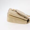 BALLY Quilted Chain Shoulder Bag Leather Ivory Gold Auth 153827-4