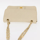 BALLY Quilted Chain Shoulder Bag Leather Ivory Gold Auth 153827-7