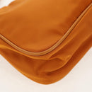 PRADA Chain Shoulder Bag Nylon Orange Gold Auth 153828V-16