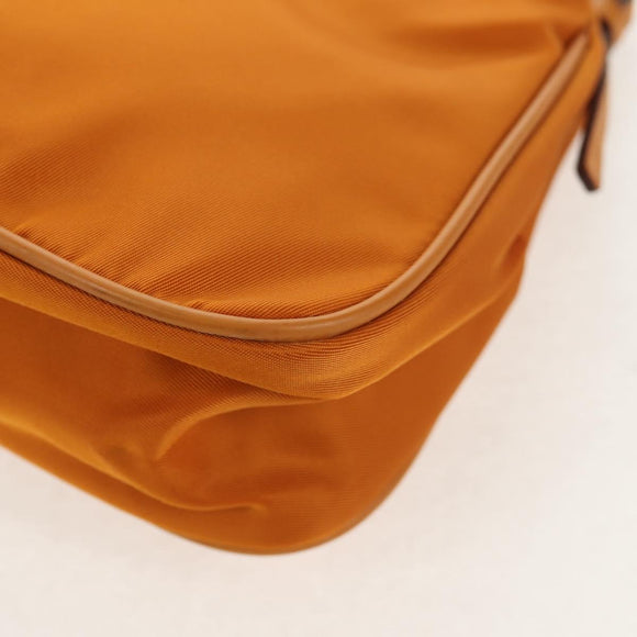 PRADA Chain Shoulder Bag Nylon Orange Gold Auth 153828V