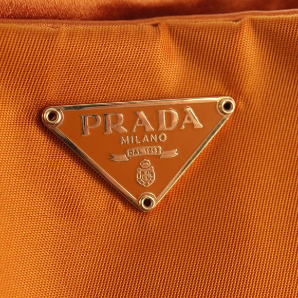 PRADA Chain Shoulder Bag Nylon Orange Gold Auth 153828V