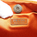 PRADA Chain Shoulder Bag Nylon Orange Gold Auth 153828V-21