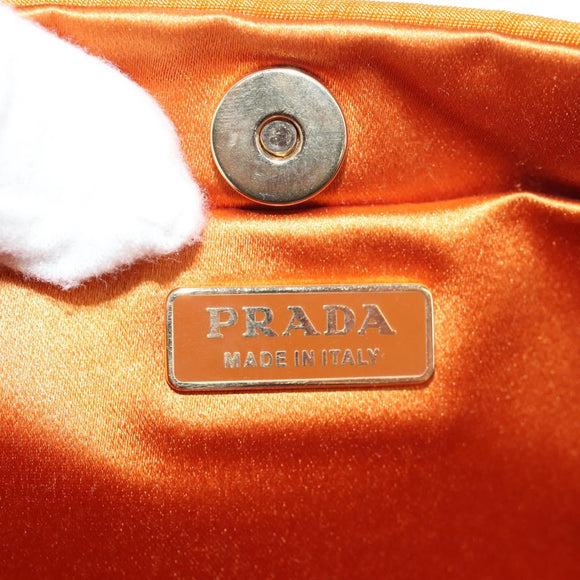 PRADA Chain Shoulder Bag Nylon Orange Gold Auth 153828V