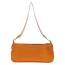 PRADA Chain Shoulder Bag Nylon Orange Gold Auth 153828V-13