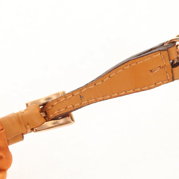 PRADA Chain Shoulder Bag Nylon Orange Gold Auth 153828V