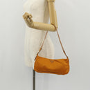 PRADA Chain Shoulder Bag Nylon Orange Gold Auth 153828V-26