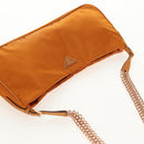 PRADA Chain Shoulder Bag Nylon Orange Gold Auth 153828V-6
