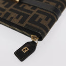 FENDI Zucca Canvas Hand Bag Black Brown Auth 153829-15