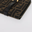 FENDI Zucca Canvas Hand Bag Black Brown Auth 153829-16