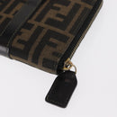 FENDI Zucca Canvas Hand Bag Black Brown Auth 153829-18