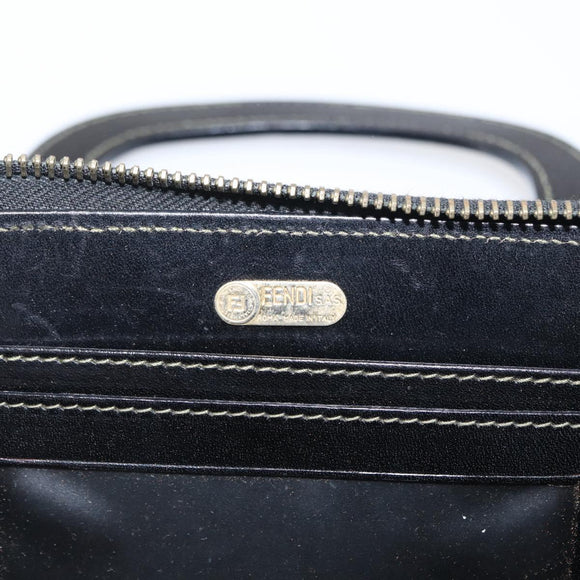 FENDI Zucca Canvas Hand Bag Black Brown Auth 153829