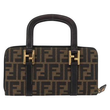 FENDI Zucca Canvas Hand Bag Black Brown Auth 153829 - 0
