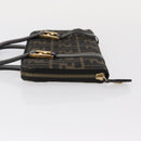 FENDI Zucca Canvas Hand Bag Black Brown Auth 153829-4