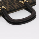 FENDI Zucca Canvas Hand Bag Black Brown Auth 153829-7