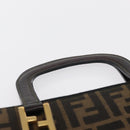 FENDI Zucca Canvas Hand Bag Black Brown Auth 153829-14