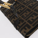 FENDI Zucca Canvas Hand Bag Black Brown Auth 153829-8