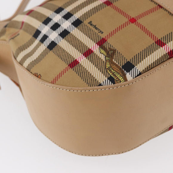 Burberrys Nova Check Shoulder Bag Nylon Beige Gold Auth 153830