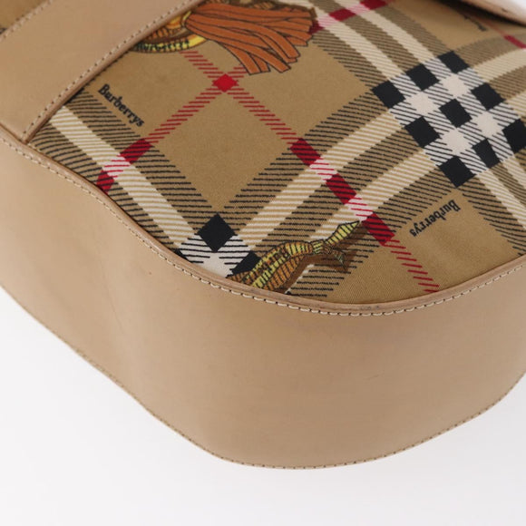 Burberrys Nova Check Shoulder Bag Nylon Beige Gold Auth 153830