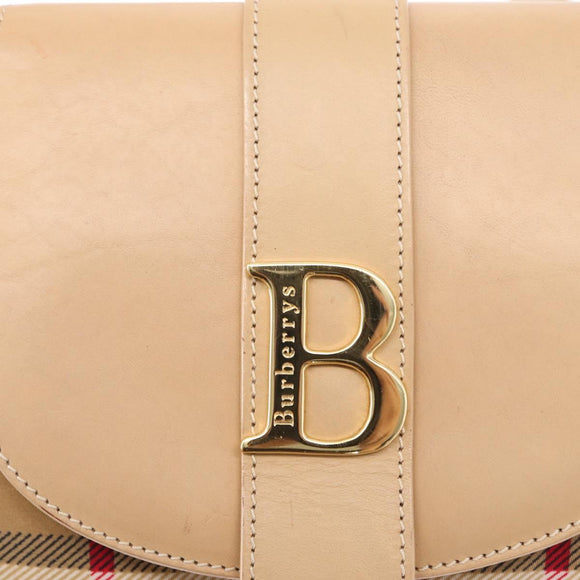 Burberrys Nova Check Shoulder Bag Nylon Beige Gold Auth 153830