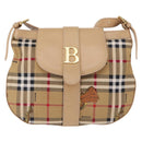 Burberrys Nova Check Shoulder Bag Nylon Beige Gold Auth 153830-2