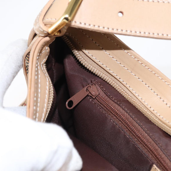 Burberrys Nova Check Shoulder Bag Nylon Beige Gold Auth 153830