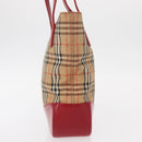 Burberrys Nova Check Tote Bag Canvas Beige Gold Auth 153831-4