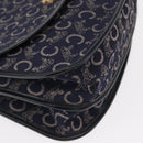 CELINE C Sulky Horse Carriage Shoulder Bag Canvas Leather Navy Gold Auth 153832-9