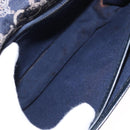 CELINE C Sulky Horse Carriage Shoulder Bag Canvas Leather Navy Gold Auth 153832-12