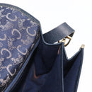 CELINE C Sulky Horse Carriage Shoulder Bag Canvas Leather Navy Gold Auth 153832-19