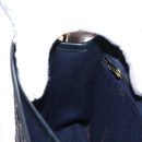 CELINE C Sulky Horse Carriage Shoulder Bag Canvas Leather Navy Gold Auth 153832-20