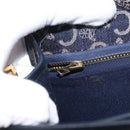 CELINE C Sulky Horse Carriage Shoulder Bag Canvas Leather Navy Gold Auth 153832-22
