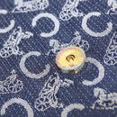 CELINE C Sulky Horse Carriage Shoulder Bag Canvas Leather Navy Gold Auth 153832-11