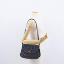 CELINE C Sulky Horse Carriage Shoulder Bag Canvas Leather Navy Gold Auth 153832-24