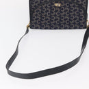 CELINE C Sulky Horse Carriage Shoulder Bag Canvas Leather Navy Gold Auth 153832-7