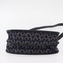 CELINE C Sulky Horse Carriage Shoulder Bag Canvas Leather Navy Gold Auth 153832-5