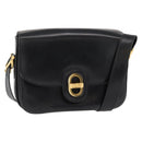 CELINE Horse Carriage Shoulder Bag Leather Black Gold Auth 153833-1