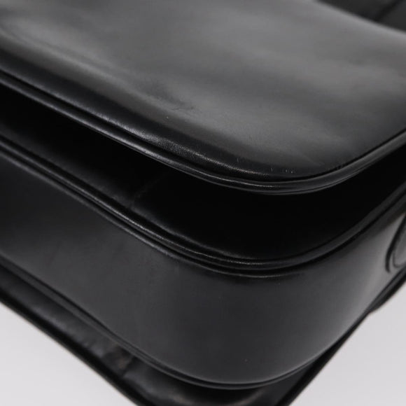 CELINE Horse Carriage Shoulder Bag Leather Black Gold Auth 153833