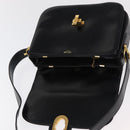 CELINE Horse Carriage Shoulder Bag Leather Black Gold Auth 153833-15