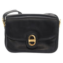 CELINE Horse Carriage Shoulder Bag Leather Black Gold Auth 153833-2
