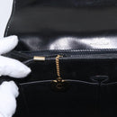 CELINE Horse Carriage Shoulder Bag Leather Black Gold Auth 153833-20