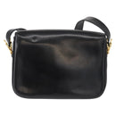 CELINE Horse Carriage Shoulder Bag Leather Black Gold Auth 153833-3