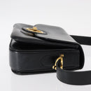 CELINE Horse Carriage Shoulder Bag Leather Black Gold Auth 153833-4