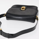 CELINE Horse Carriage Shoulder Bag Leather Black Gold Auth 153833-6